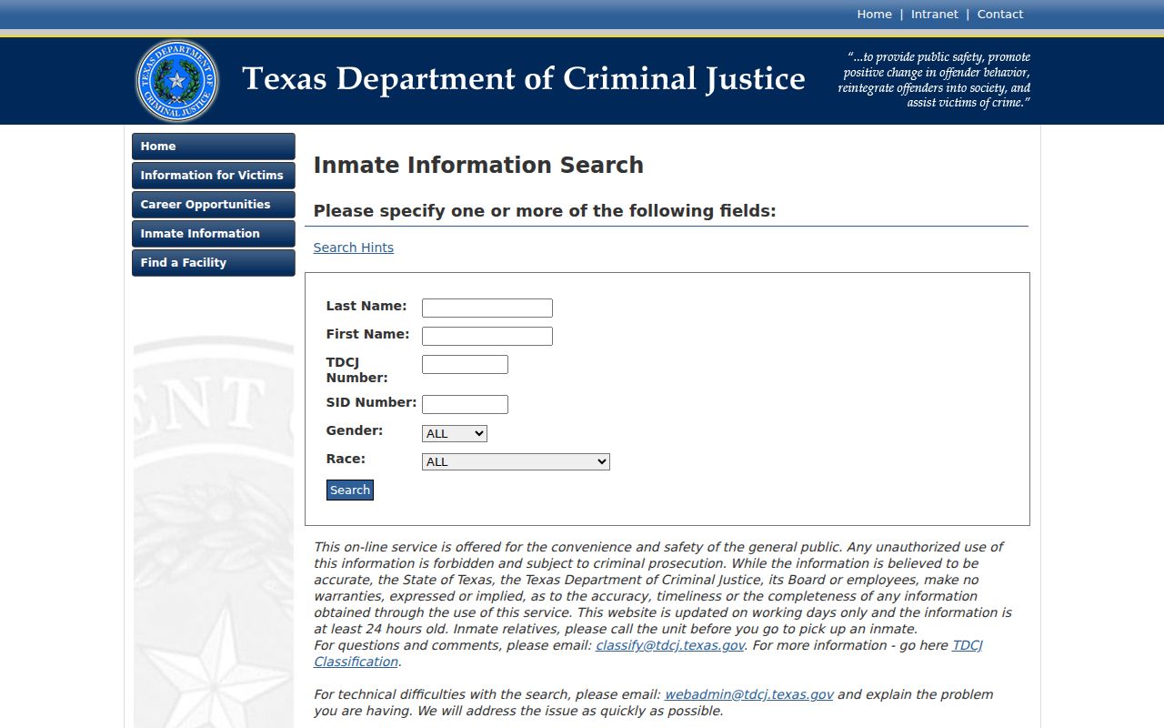 McMullen County arrest records and TDCJ inmate search form