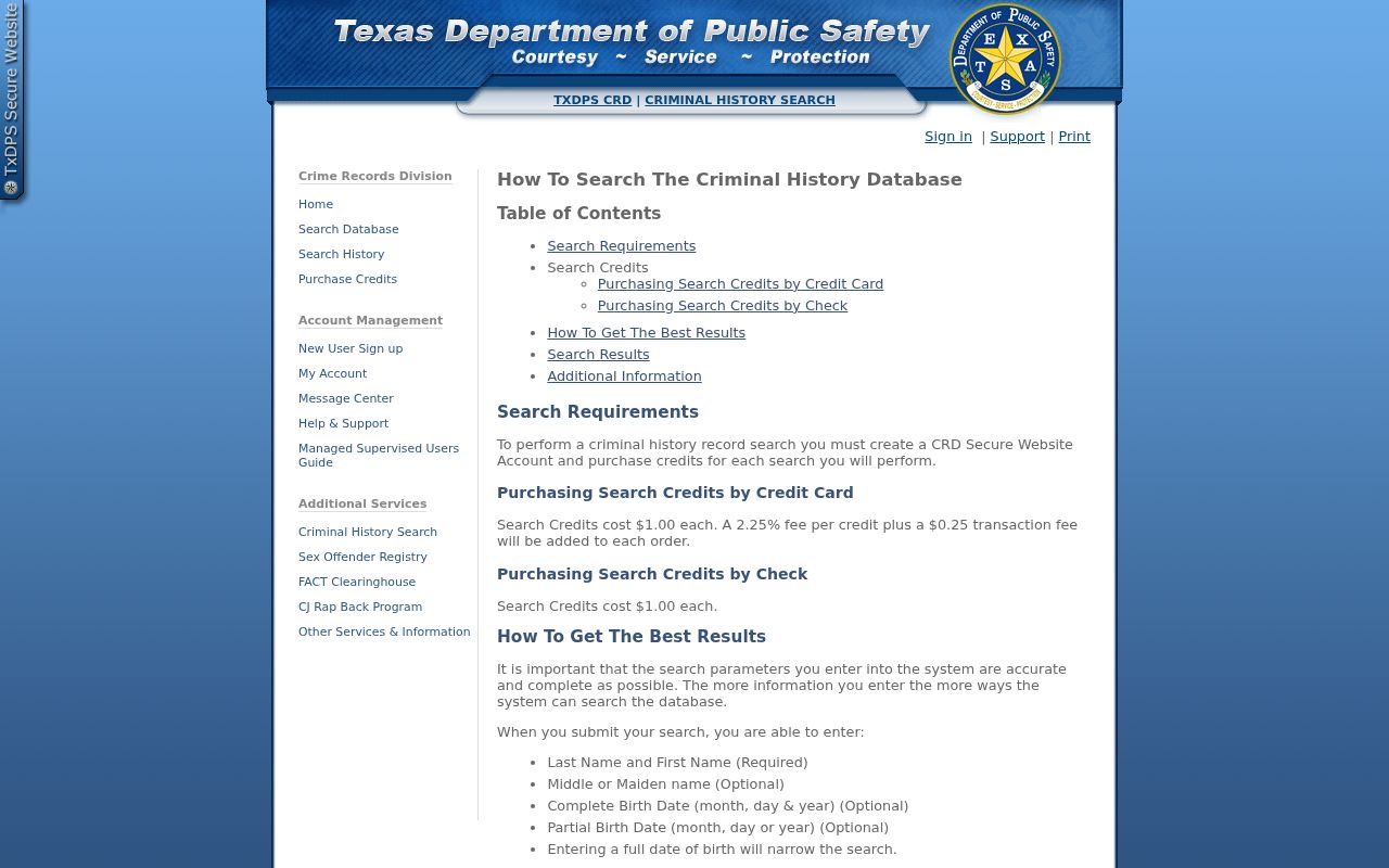 McMullen County criminal history and Texas DPS conviction search instructions