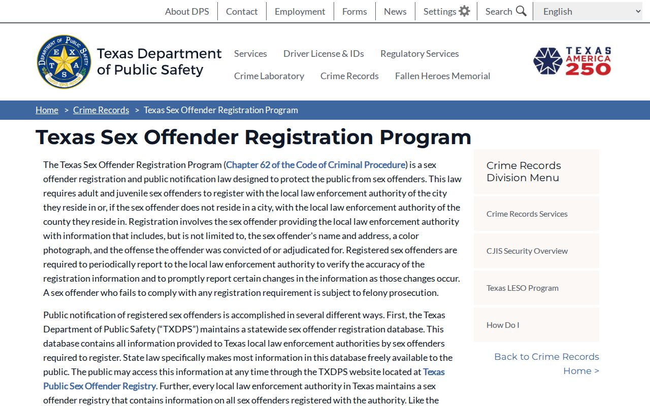McMullen County sex offender registration program information from Texas DPS
